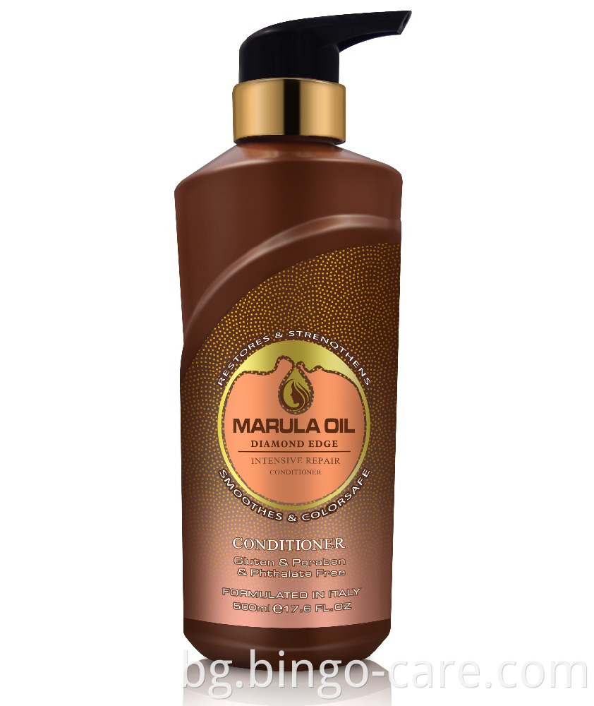Търговия на едро с частна марка Marula Oil професионален балсам за грижа за увредената коса, възстановяващ и подхранващ балсам за третиране на косата